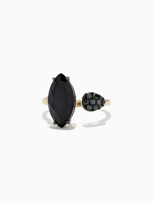 Effy Eclipse 14k Yellow Gold Onyx And Diamond Ring, 4.78 Tcw