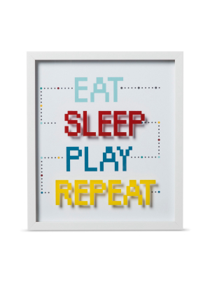 16"x14" Eat Sleep Play Repeat Framed Wall Print - Pillowfort™