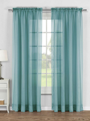 Kate Aurora Living Elegant Sheer Voile Rod Pocket Curtain Panel Pair