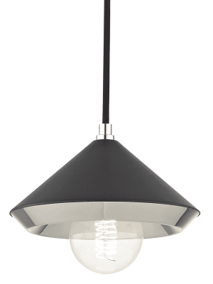 Marnie 1 Light Small Pendant - Polished Nickel/black