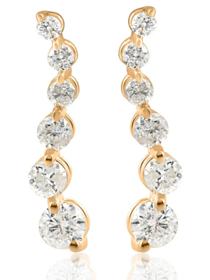 Pompeii3 Ladies 1/2ct Diamond Journey Earrings 14k Yellow Gold