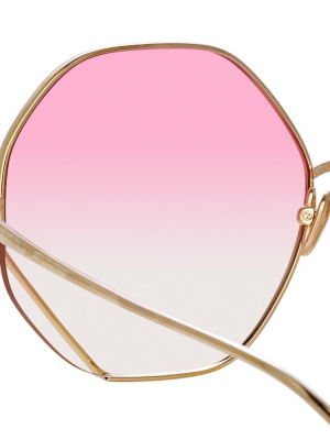 Fawcet Hexagon Sunglasses In Yellow Gold