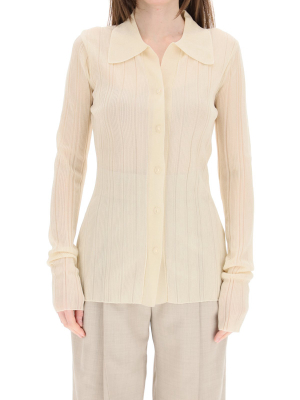 Low Classic Metallic-effect Ribbed Cardigan