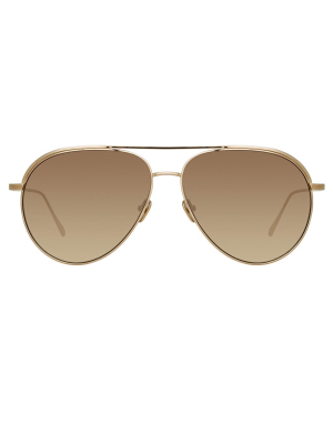 Roberts Aviator Sunglasses In Light Gold And Mocha