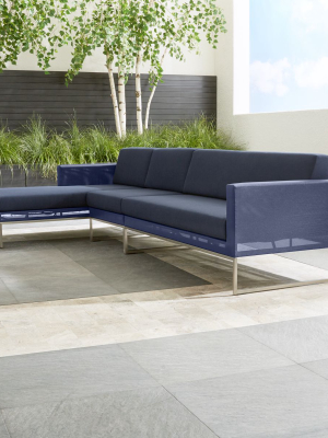 Dune Navy 3-piece Left Arm Chaise Sectional Sofa With Sunbrella ® Cushions