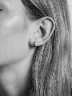 Box Hoop Earrings Plain Medium | Sterling Silver