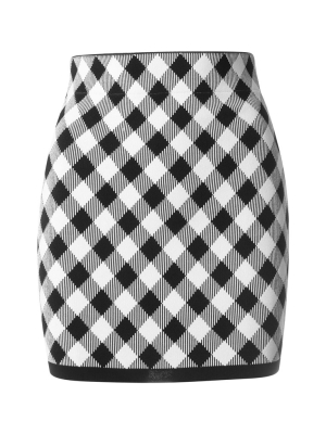 Balmain Gingham Knitted Mini Skirt