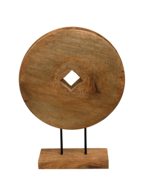 21 X 16" Native Wheel Table Top Wooden Sculpture Natural/black - Stylecraft