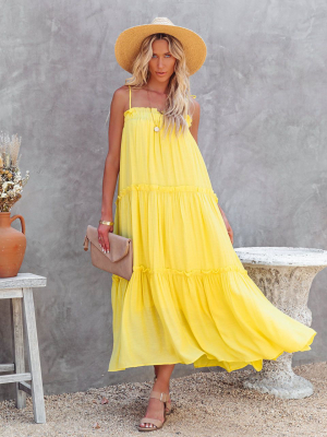 Catch The Sun Tiered Midi Dress - Lemon - Final Sale