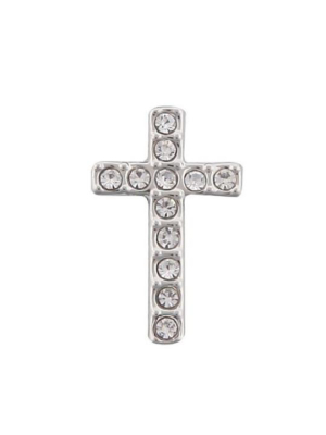 Pave Cross Charm -silver