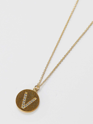 The "v" Initial Necklace In Gold