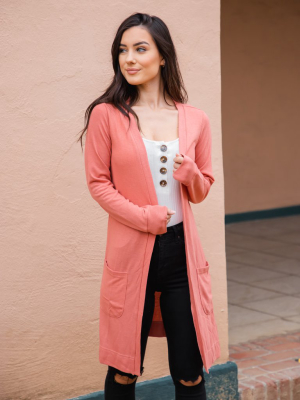 Peach Pocket Cardigan