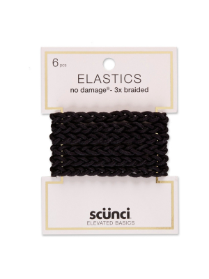 Scunci No Damage Braided Elastics - 2mm/6 Ct