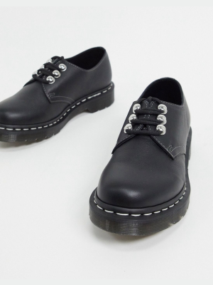 Dr Martens 1461 Hardware 3 Eye Flat Shoes In Black