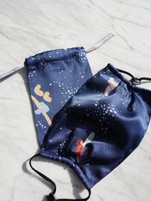 Sky Swim Printed Silk-satin Face Mask