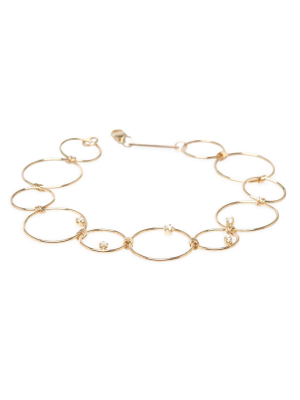 14k Mixed Circles & Prong Diamond Bracelet