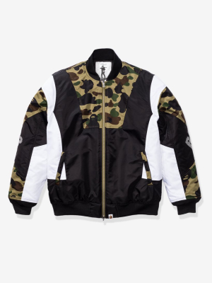 Bape 1st Camo Color Block Padded Jacket - Green