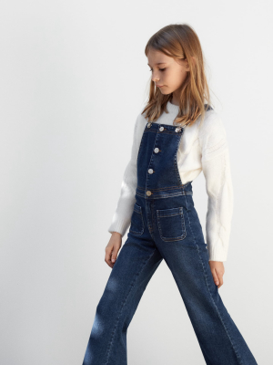 Indigo Flared Denim Overalls