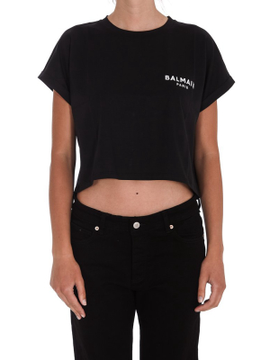 Balmain Logo Printed Cropped T-shirt