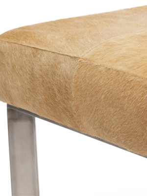 Roger Single Bench Beige Hide With Silver Metal Base