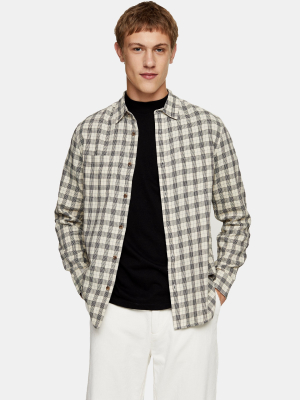 Ecru Check Slim Shirt