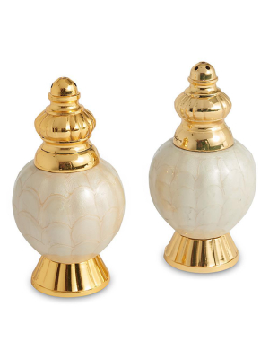 Julia Knight Peony 4" Salt And Pepper Set In Gold Snow