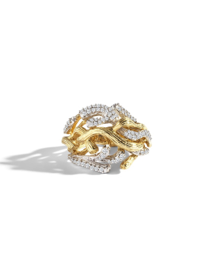 Branch Coral Ring With Diamonds