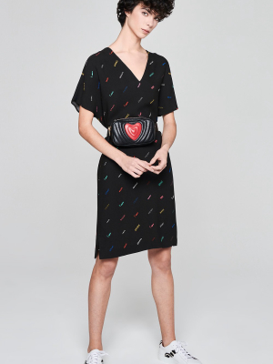 Crepe Printed Logo Dress