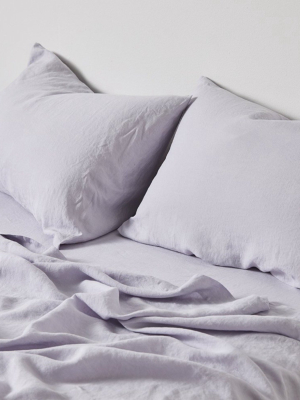 100% Linen Pillowslip Set (of Two) In Lilac