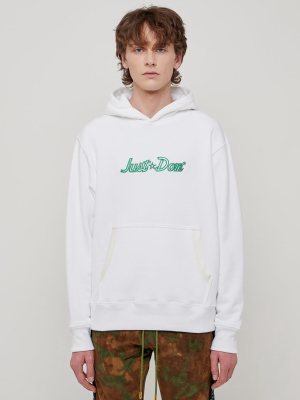 Just Don Logo Hoodie In White