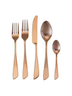 20pc Stainless Steel Gibbous Silverware Set Gold Matte - Megachef