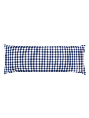 The Navy Blue Small Gingham Extra Long Throw Pillow