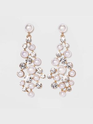 Pearl Crystal Chandelier Earrings - A New Day™ Gold