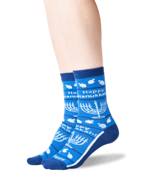 Women's Happy Hanukkah Non Skid Crew Socks