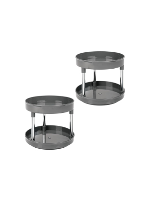 Mdesign 2 Level Food Storage Lazy Susan Turntable, 9" Round, 2 Pack