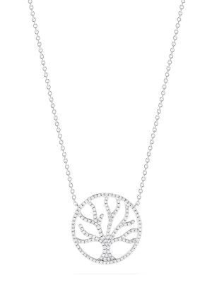 Effy Novelty 14k White Gold Diamond Tree Necklace, 0.47 Tcw