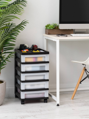 Iris 5 Drawer Storage Cart With Organizer Top