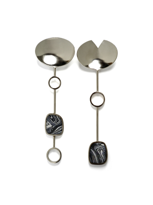 Amalfi Salad Servers - Black With Nickel