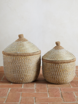 Round Lidded Seagrass Basket