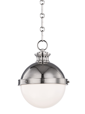 Hudson Valley Lighting Latham Pendant - Polished Nickel & Opal Shiny