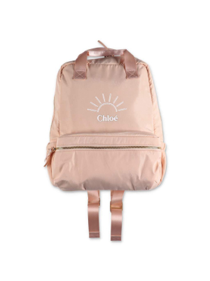 Chloé Kids Logo Embroidered Backpack