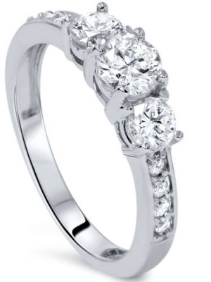 Pompeii3 1 Ct 3-stone Diamond Engagement Ring In 14k White, Yellow, Rose Gold