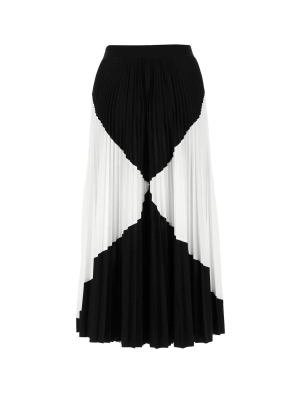 Valentino Two-tone Pleated Midi Skirt