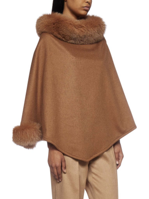 Max Mara Wskit Fur Trimmed Poncho