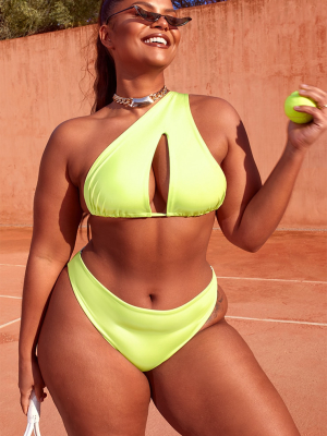 Plus Lime One Shoulder Bikini Top