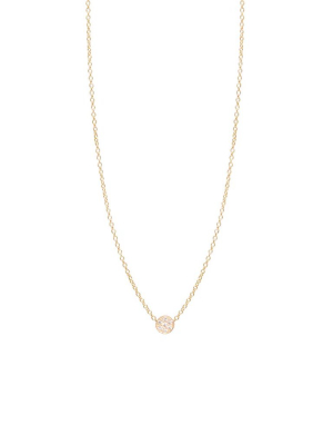 14k Itty Bitty Pave Diamond Disc Necklace