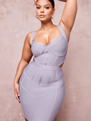 Plus Grey Bandage Waist Cut Out Panelled...