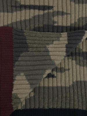 Valentino Camouflage Ribbed Knit Scarf