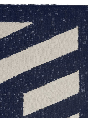 Striped Border Indoor/outdoor Rug, Navy