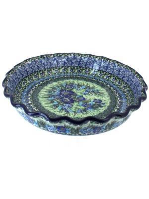Blue Rose Polish Pottery Sapphire Fields Pie Plate